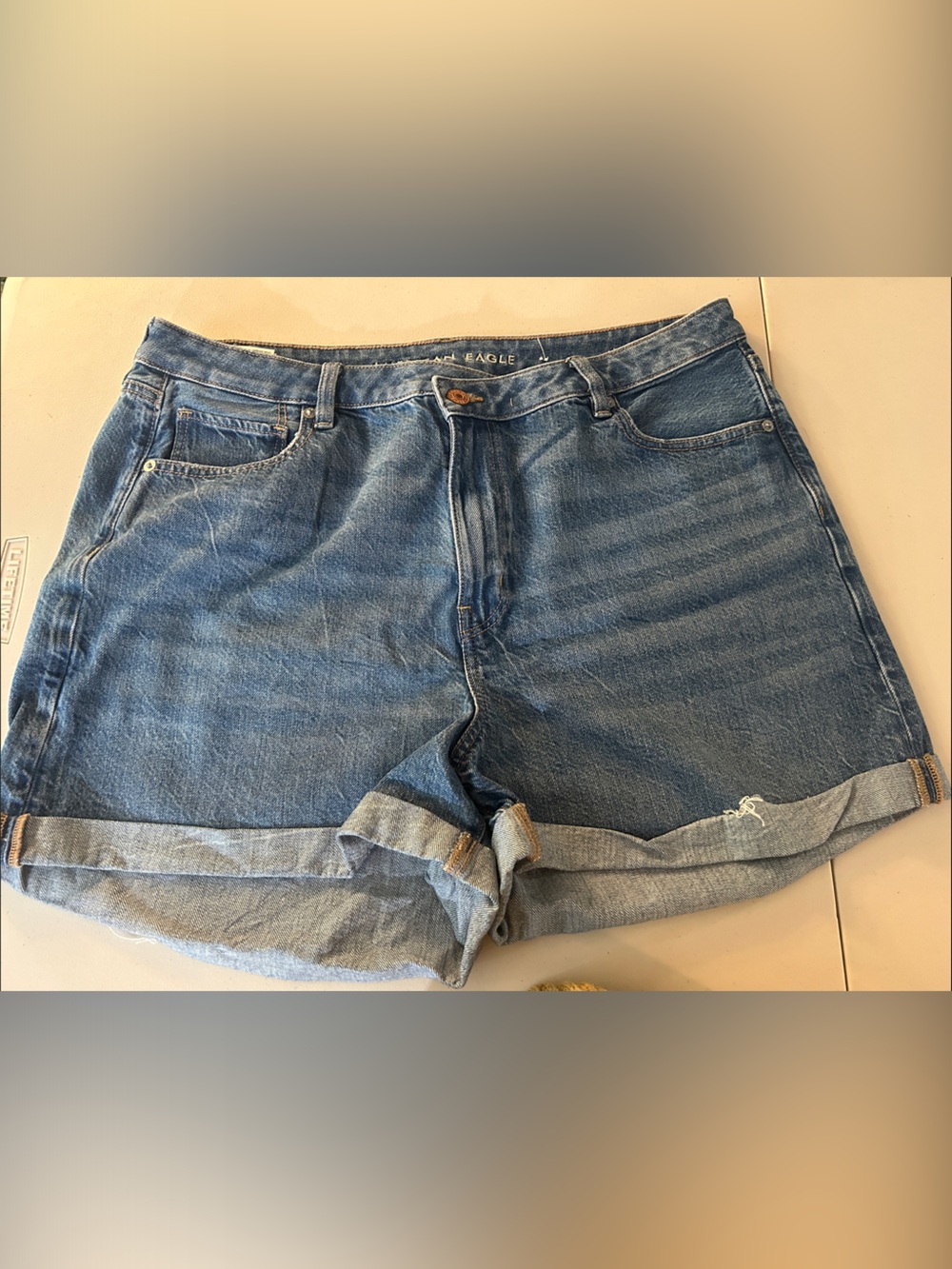 American Eagle Outfitters Light Blue Rolled Cuff Jean Shorts